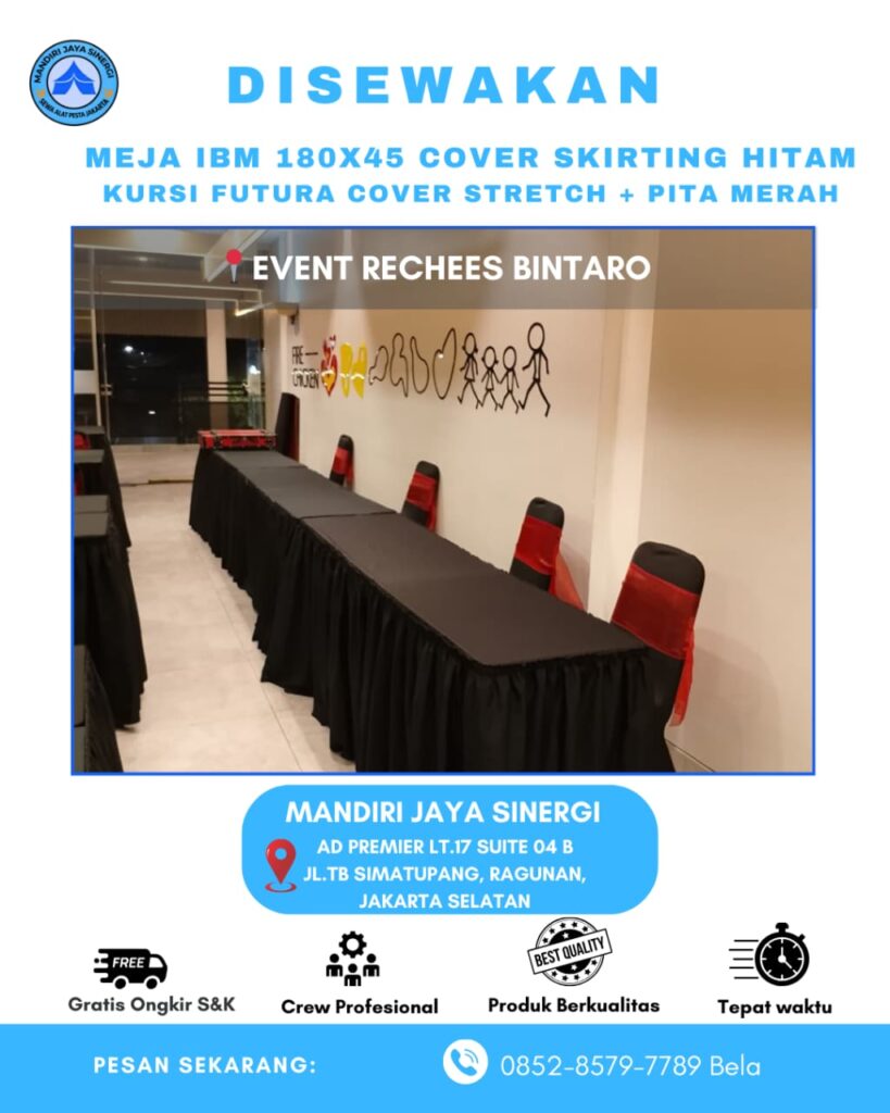 SEWA MEJA IBM COVER SKIRTING HITAM AREA BINTARO