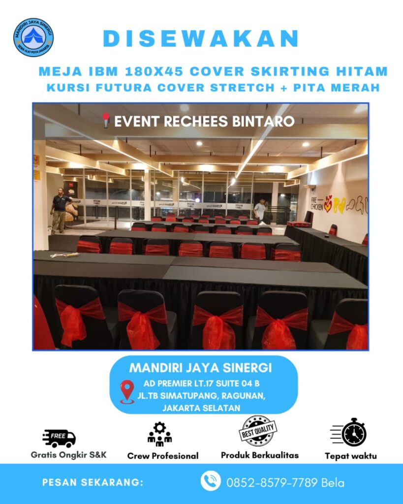 SEWA MEJA IBM COVER SKIRTING HITAM AREA BINTARO