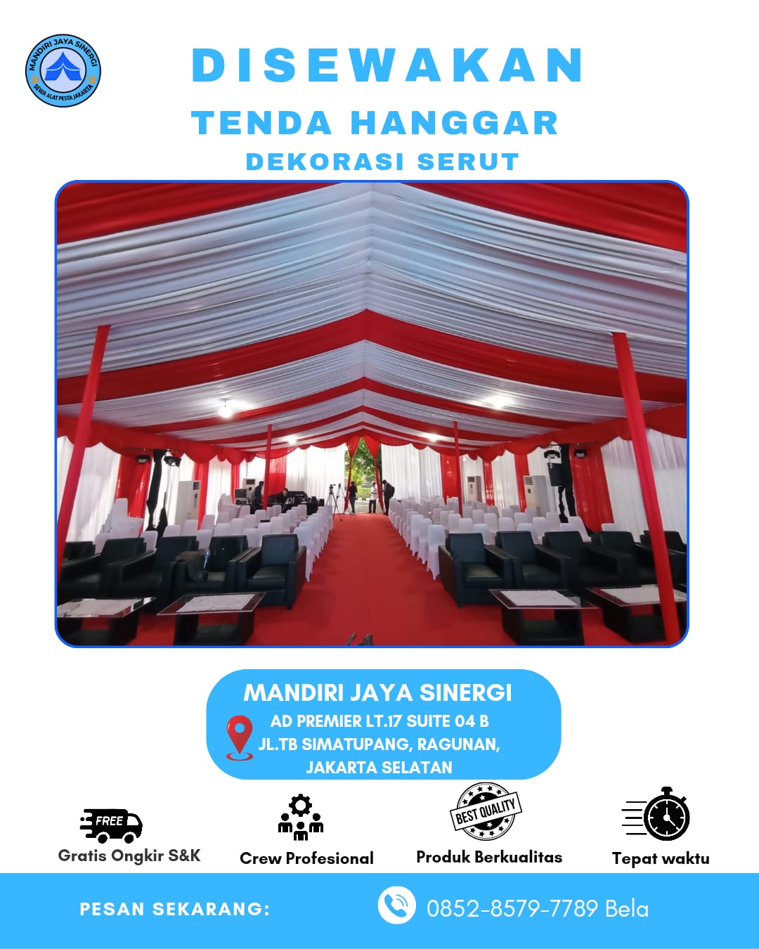 SEWA TENDA HANGGAR DEKORASI SERUT UNTUK AREA JABODETABEK