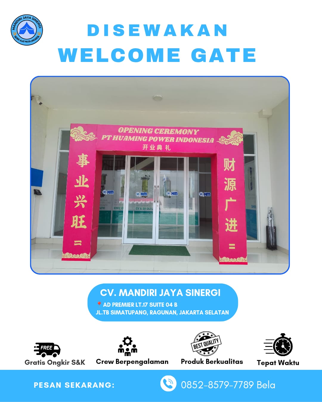 SEWA WELCOME GATE AREA JAKARTA SELATAN