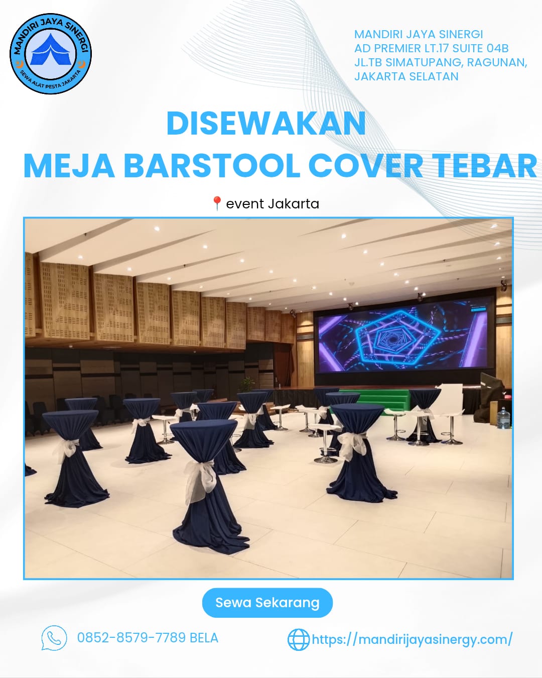 SEWA MEJA BARSTOOL COVER TEBAR AREA JAKARTA