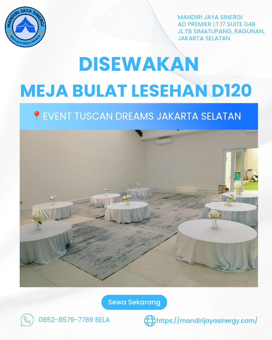 SEWA MEJA BULAT LESEHAN D120 JAKARTA SELATAN