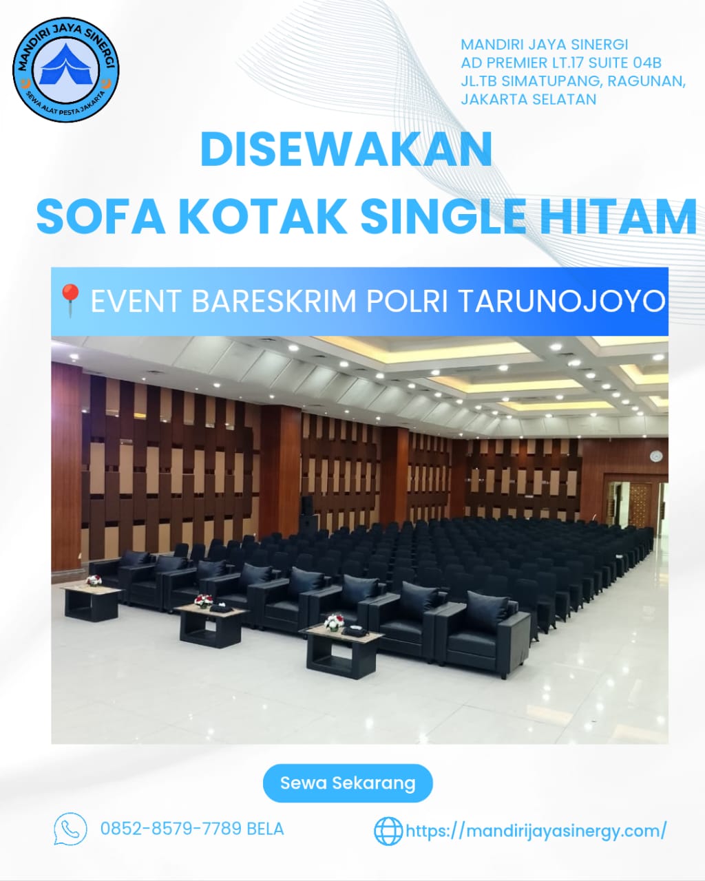 SEWA SOFA KOTAK SINGLE HITAM EVENT BARESKRIM TARUNOJOYO