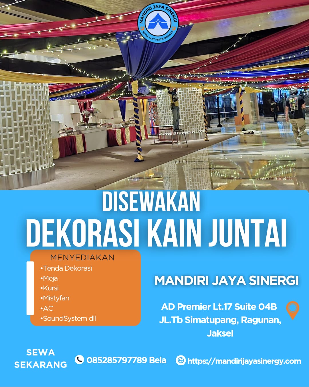 SEWA DEKORASI KAIN JUNTAI AREA JAKARTA