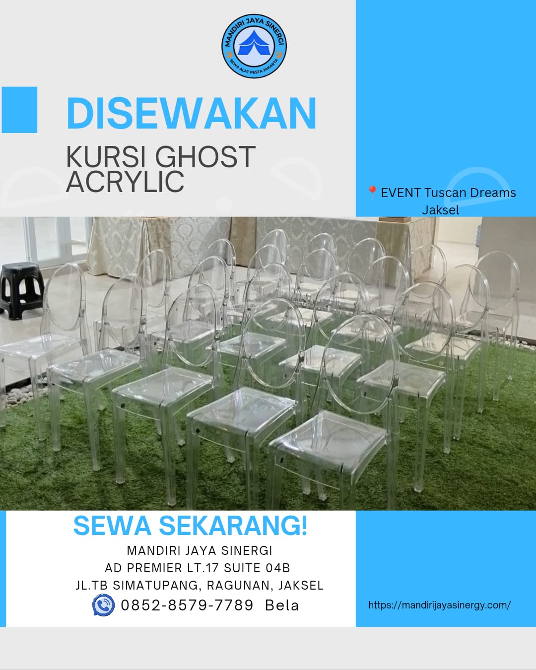 SEWA KURSI GHOST ACRYLIC AREA JAKARTA
