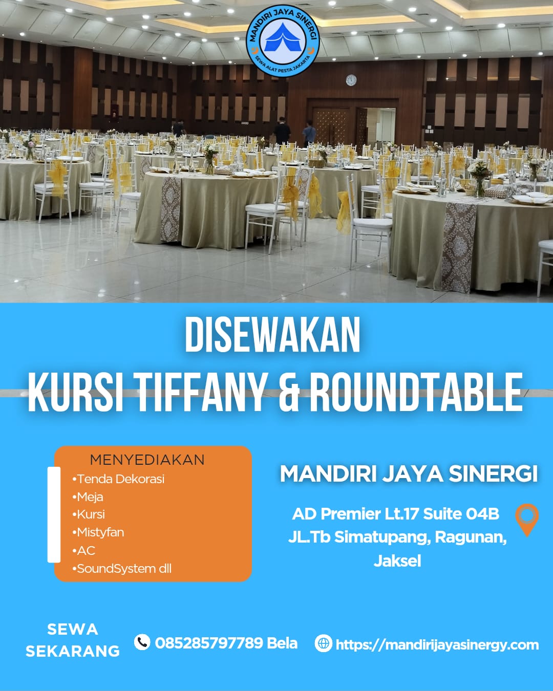 SEWA KURSI TIFFANY DAN ROUNDTABLE EVENT BARESKRIM POLRI