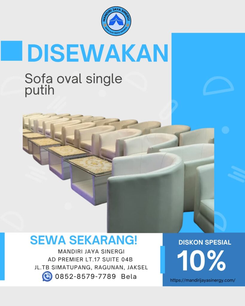 SEWA SOFA OVAL SINGLE PUTIH JAKARTA