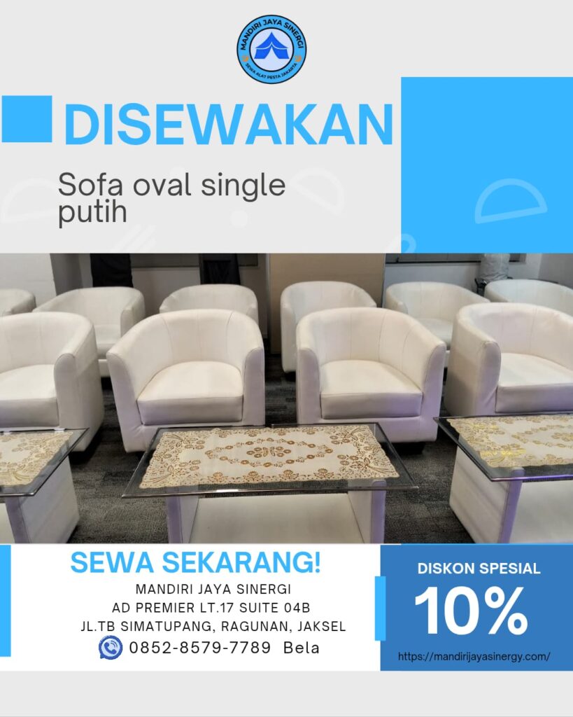 SEWA SOFA OVAL SINGLE PUTIH JAKARTA