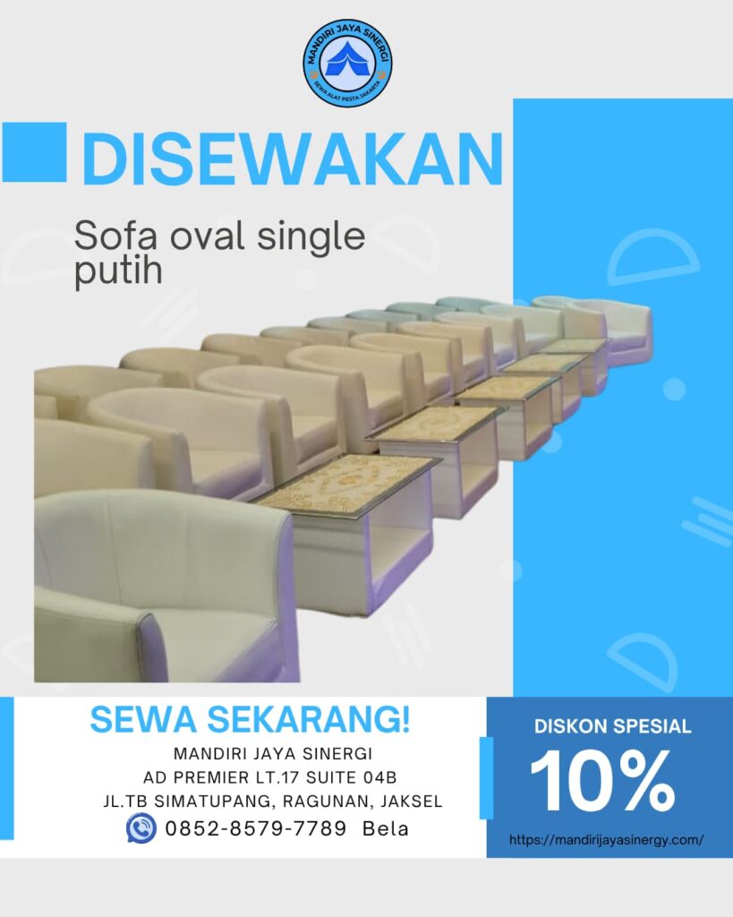 SEWA SOFA OVAL SINGLE PUTIH JAKARTA