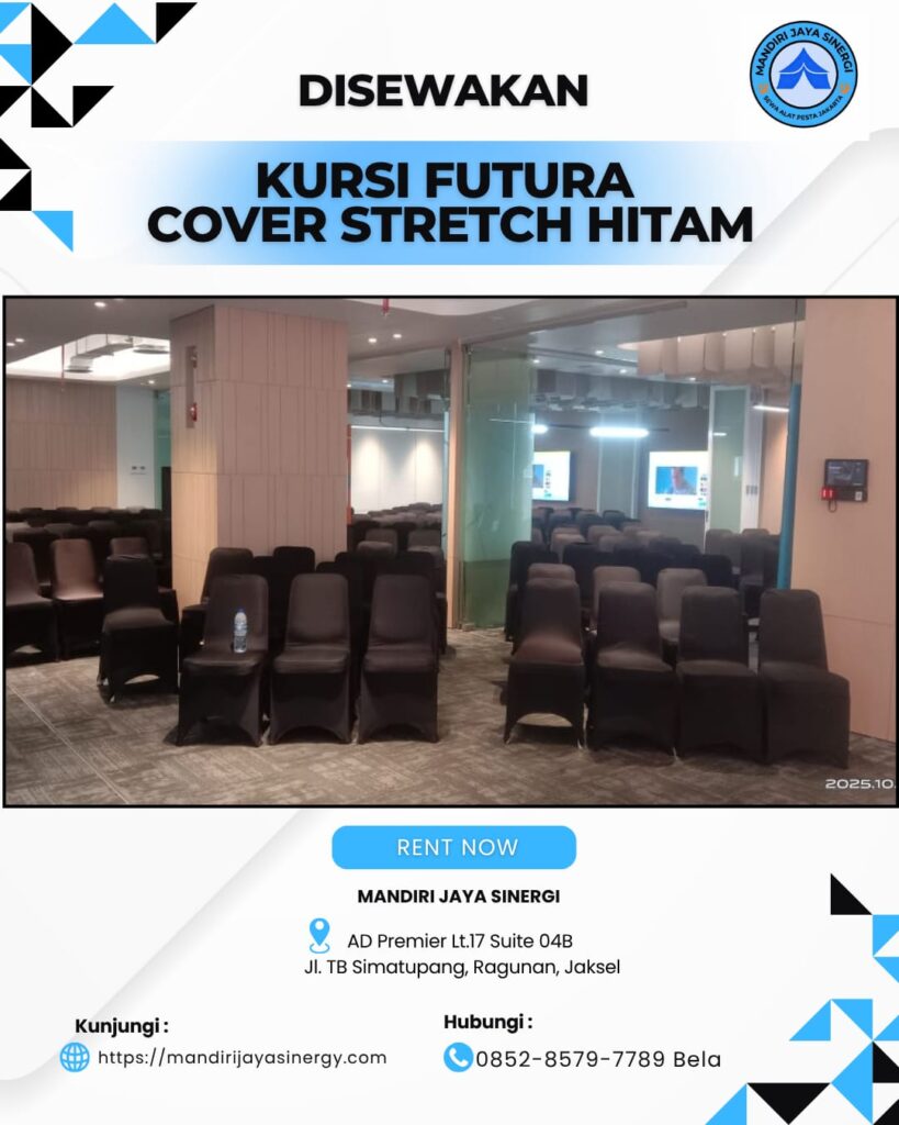 SEWA KURSI FUTURA COVER STRETCH HITAM AREA JABODETABEK