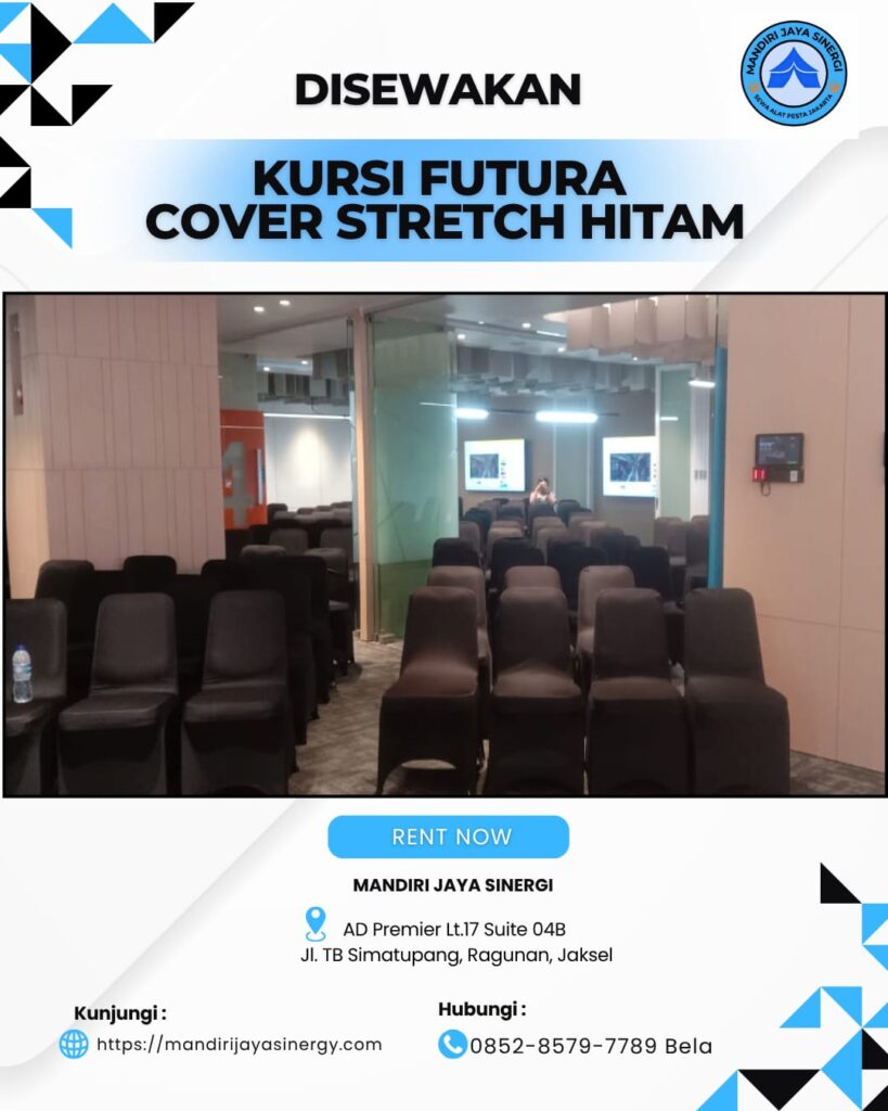 SEWA KURSI FUTURA COVER STRETCH HITAM AREA JABODETABEK