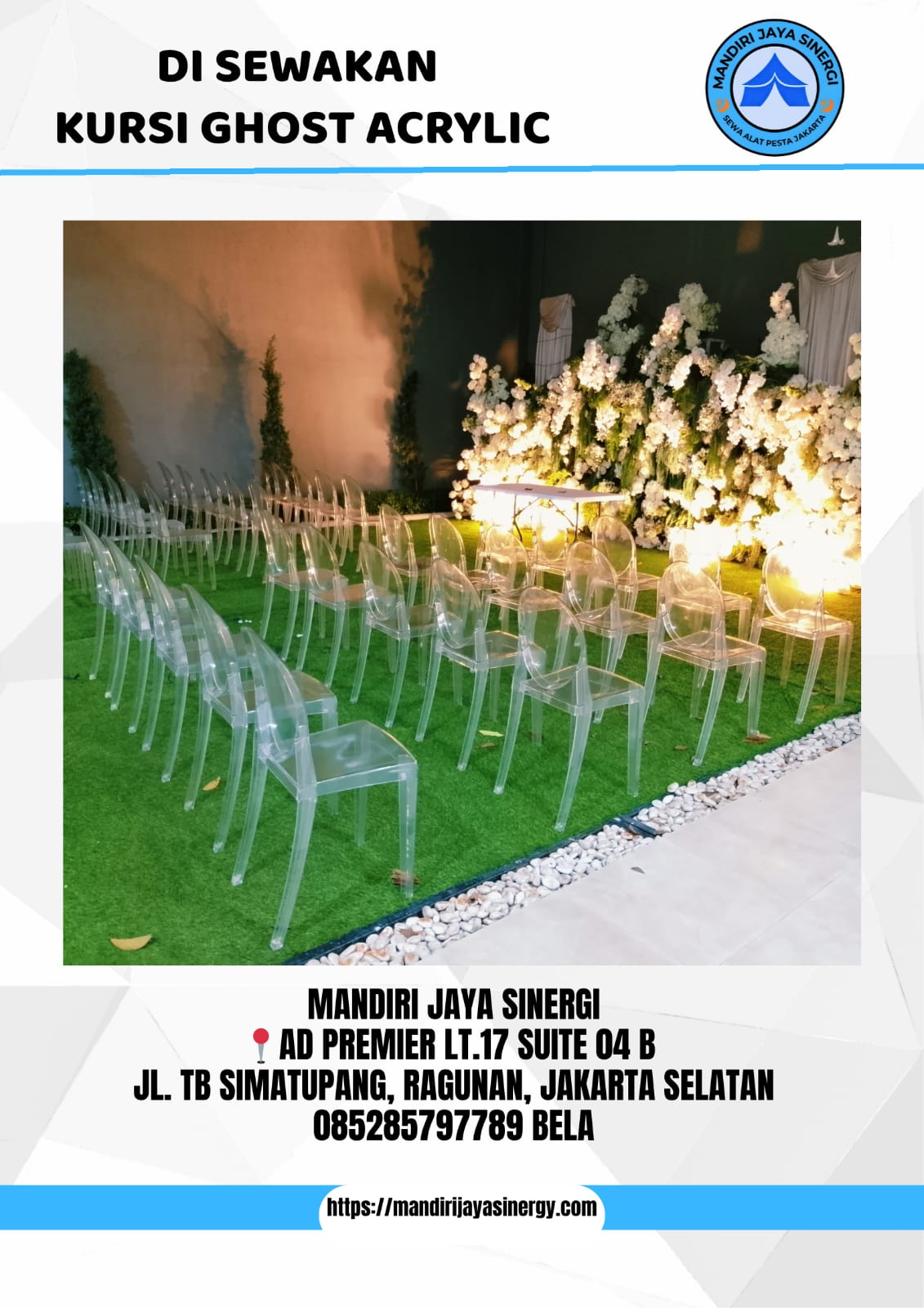 SEWA KURSI GHOST ACRYLIC UNTUK INTIMATE WEDDING AREA JAKARTA