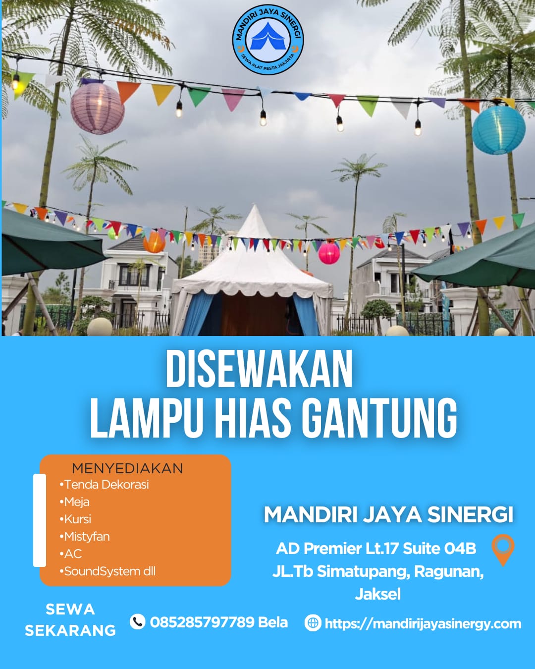 SEWA LAMPU HIAS GANTUNG AREA JAKARTA