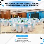 SEWA MEJA BULAT D180 COVER TEBAR AREA JAKARTA