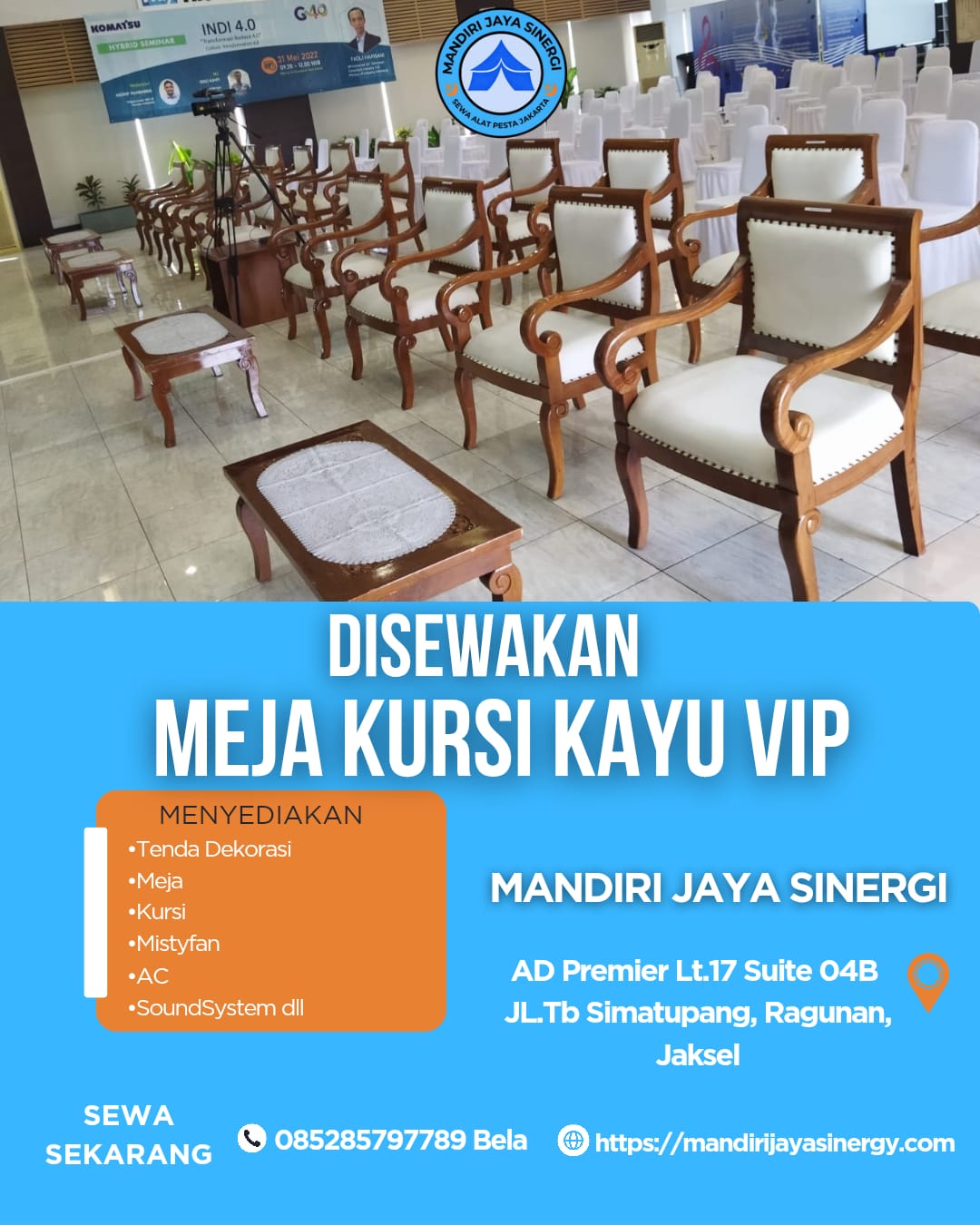 SEWA MEJA & KURSI KAYU VIP AREA JAKARTA