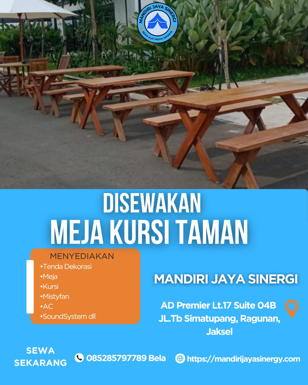 SEWA MEJA KURSI TAMAN AREA JAKARTA