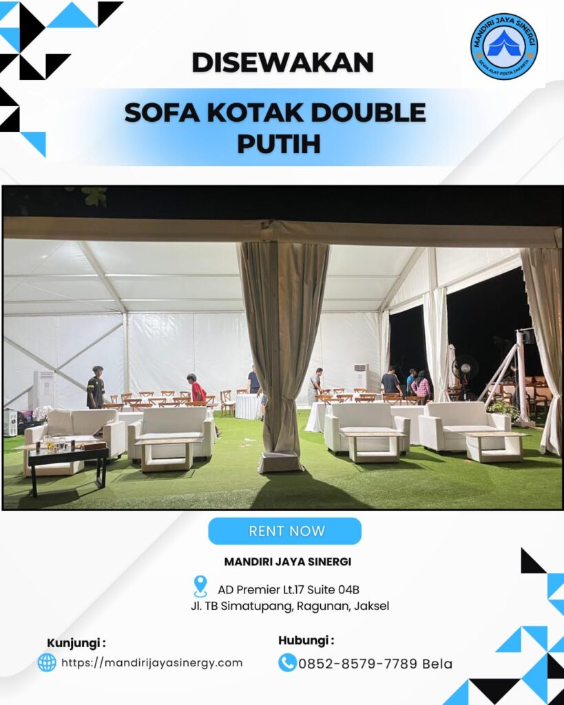 SEWA SOFA KOTAK DOUBLE PUTIH AREA JABODETABEK