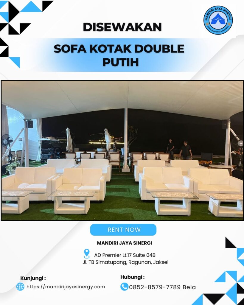 SEWA SOFA KOTAK DOUBLE PUTIH AREA JABODETABEK