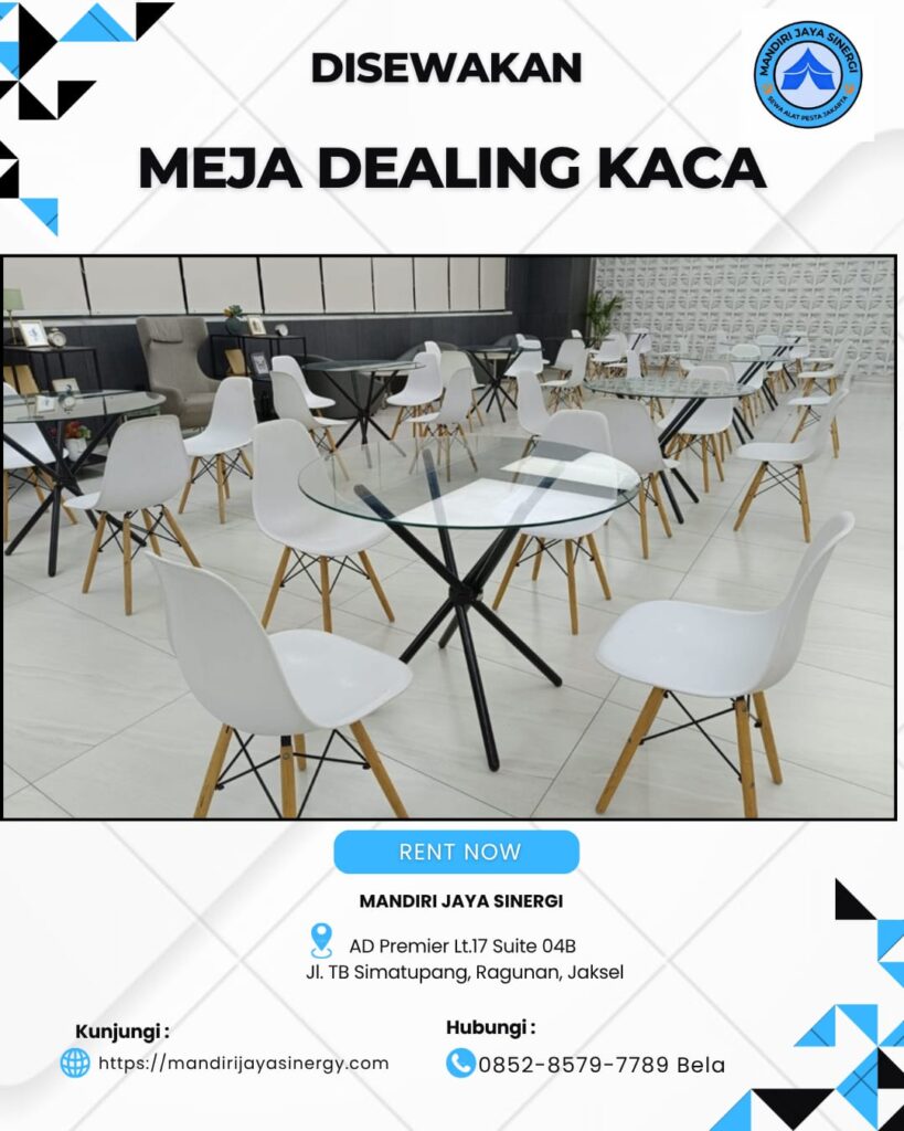 SEWA MEJA DEALING KACA UNTUK ACARA PROFESIONAL DAN BERKELAS