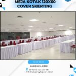 SEWA MEJA KOTAK 120X60 COVER SKERTING PUTIH JAKARTA