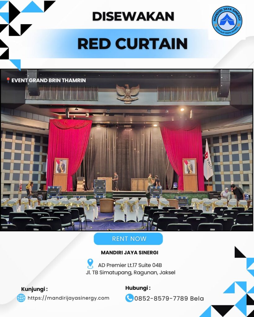 SEWA RED CURTAIN BERKUALITAS UNTUK EVENT FORMAL DAN PANGGUNG MEGAH JAKARTA
