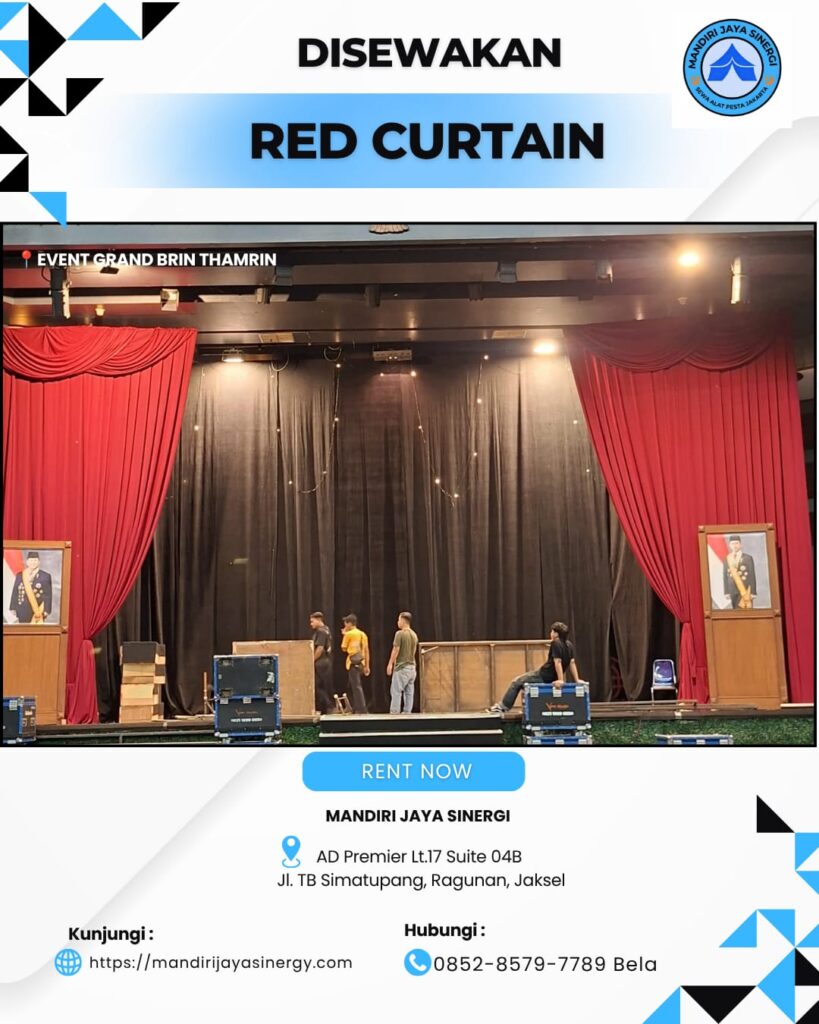 SEWA RED CURTAIN BERKUALITAS UNTUK EVENT FORMAL DAN PANGGUNG MEGAH JAKARTA