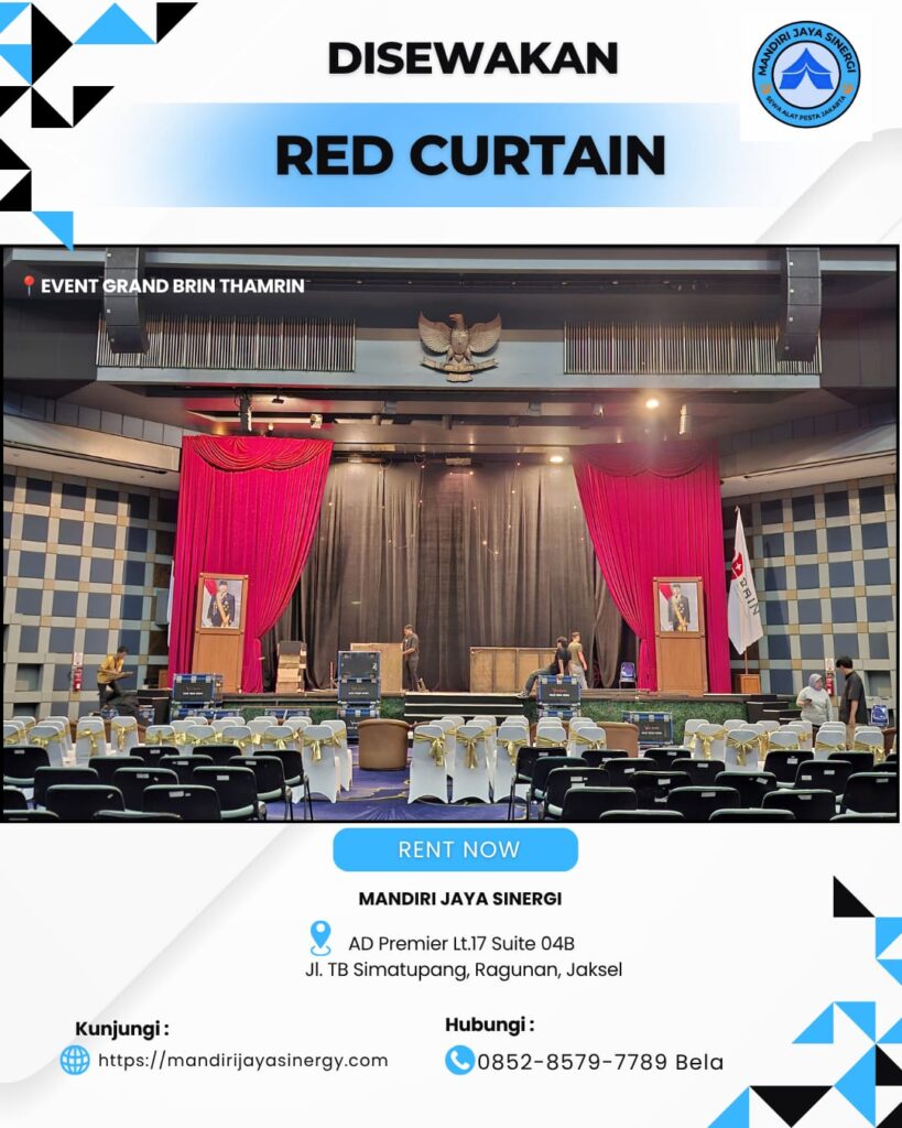 SEWA RED CURTAIN BERKUALITAS UNTUK EVENT FORMAL DAN PANGGUNG MEGAH JAKARTA