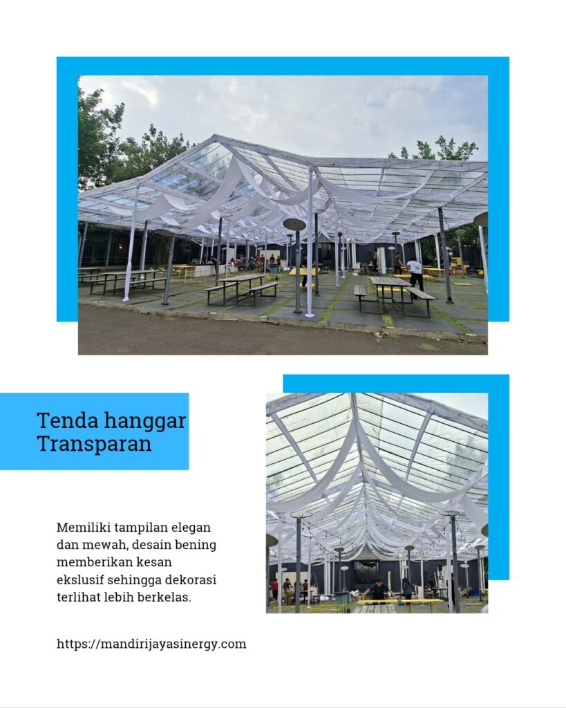 SEWA TENDA HANGGAR TRANSPARAN DEKORASI KAIN JUNTAI UNTUK ACARA ELEGAN DAN BERKELAS