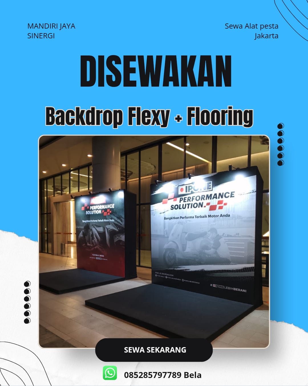 SEWA BACKDROP FLEXY DAN FLOORING UNTUK BERBAGAI ACARA AREA JAKARTA