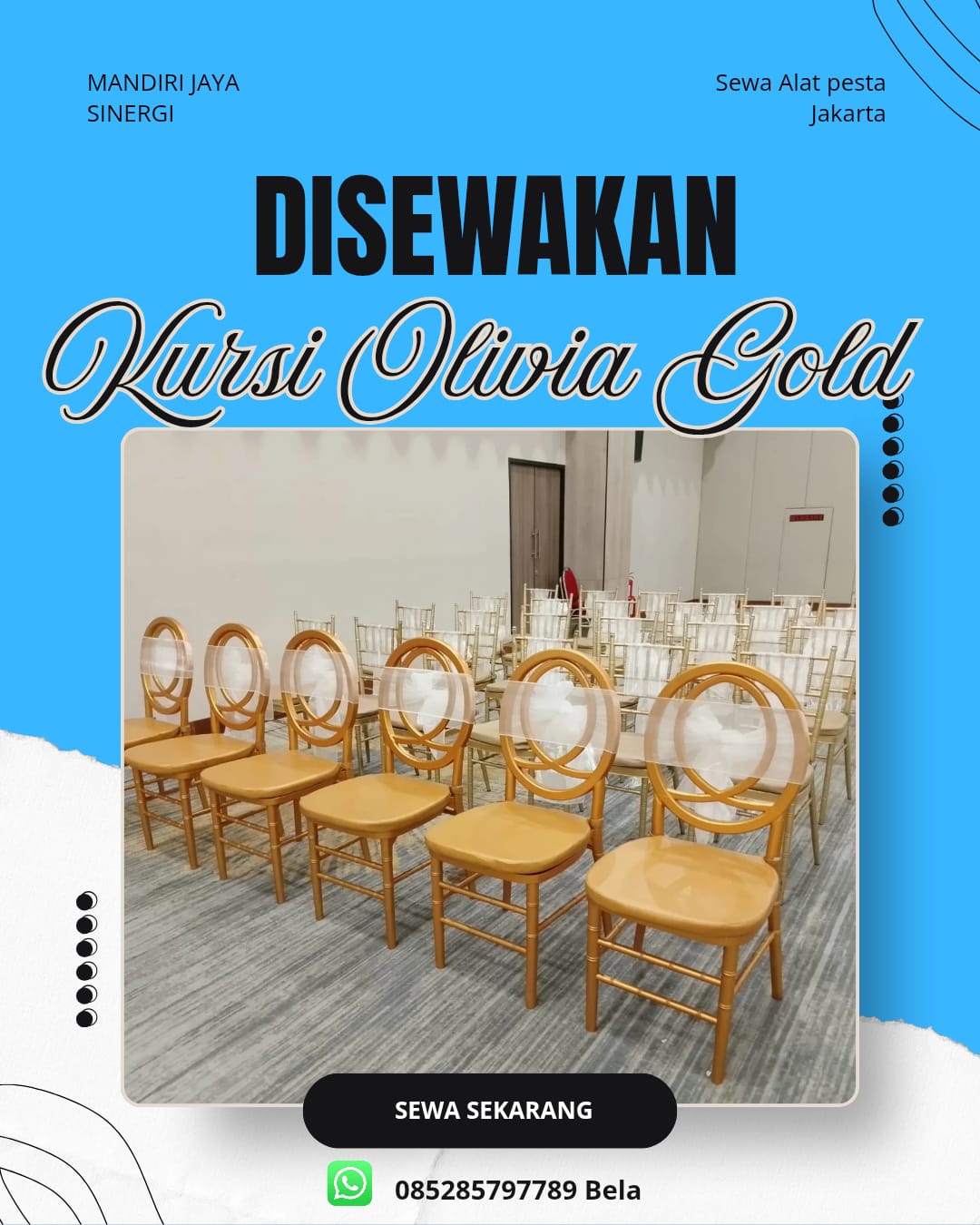 SEWA KURSI OLIVIA GOLD JAKARTA UNTUK ACARA BERKELAS DAN ELEGAN