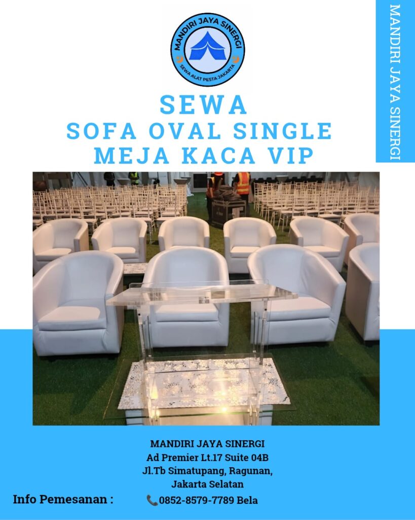 Sewa Sofa Oval Single dan Meja Kaca VIP untuk Event Elegan di Jakarta