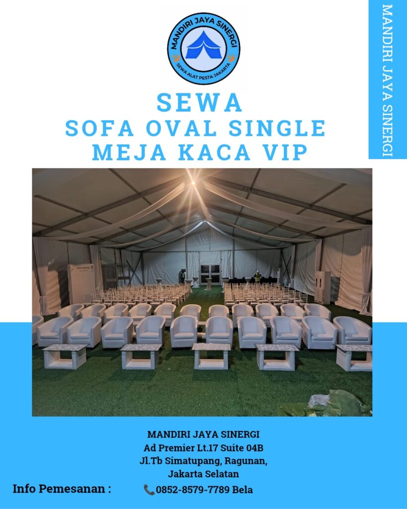 Sewa Sofa Oval Single dan Meja Kaca VIP untuk Event Elegan di Jakarta