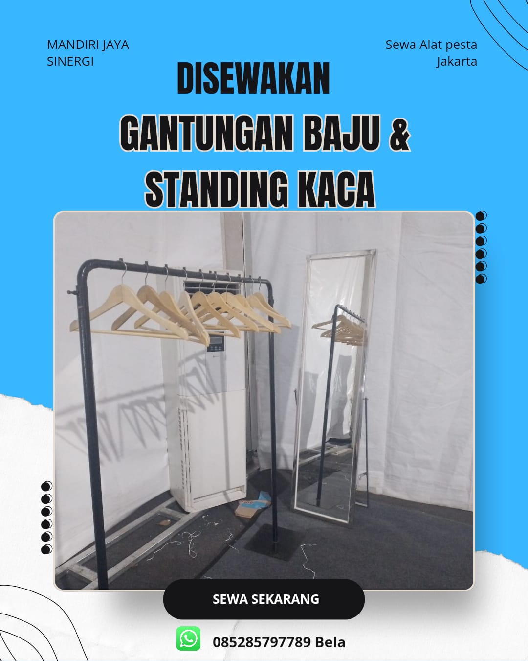 SEWA GANTUNGAN BAJU & STANDING KACA UNTUK EVENT PROFESIONAL JAKARTA