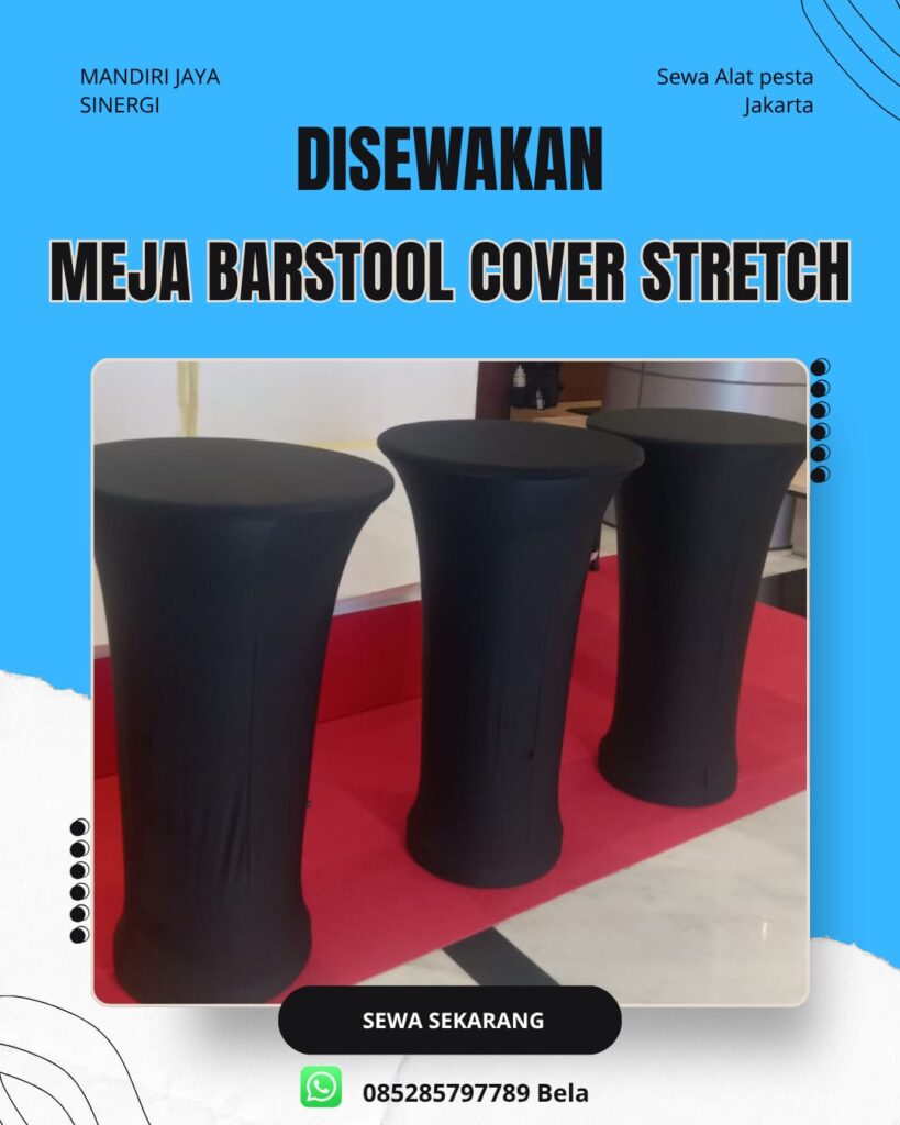 SEWA MEJA BARSTOOL COVER STRETCH HITAM JAKARTA