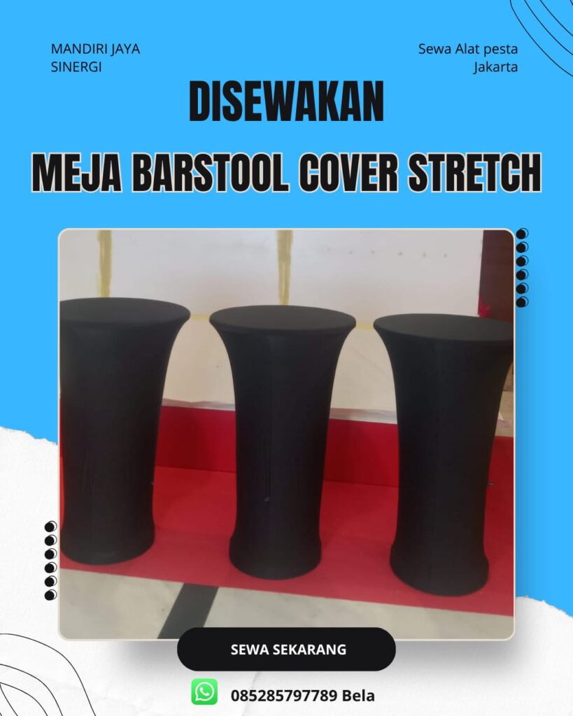SEWA MEJA BARSTOOL COVER STRETCH HITAM JAKARTA