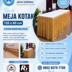 SEWA MEJA KOTAK 120x60 COVER SKERTING GOLD JAKARTA
