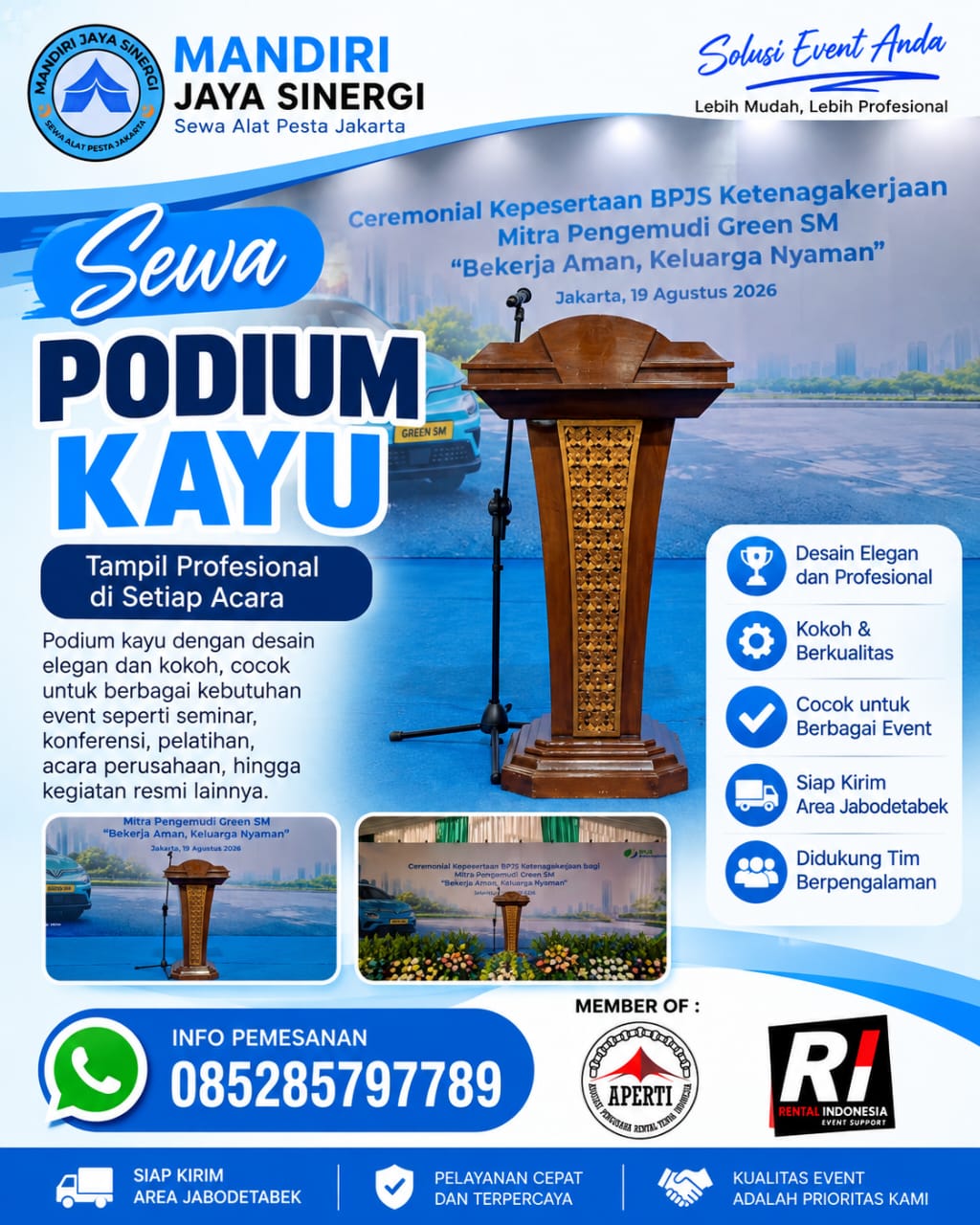 SEWA PODIUM KAYU UNTUK EVENT PROFESIONAL AREA JABODETABEK