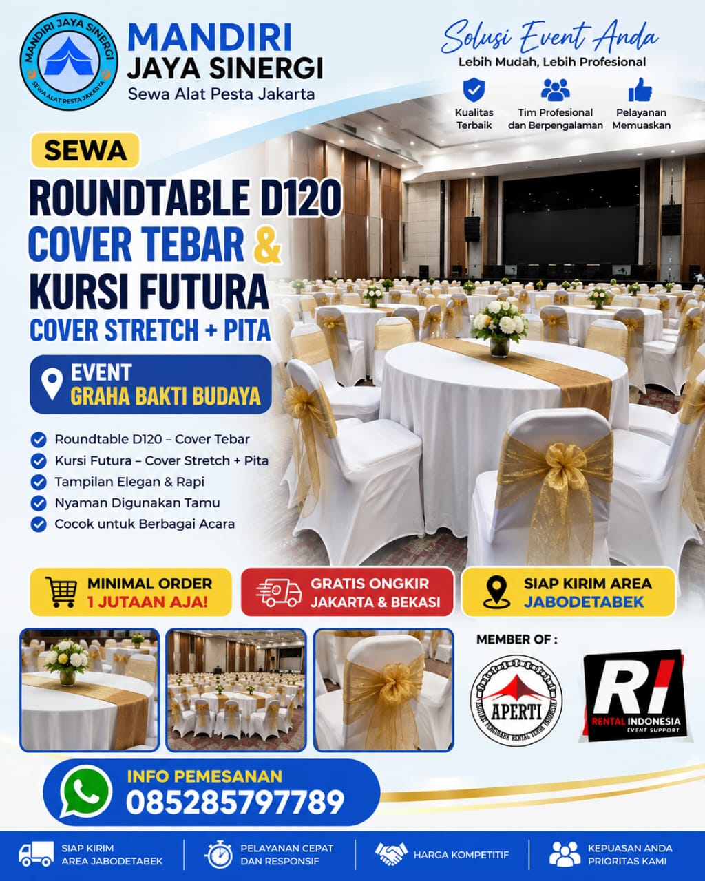 SEWA ROUNDTABLE D120 & KURSI FUTURA UNTUK EVENT JABODETABEK