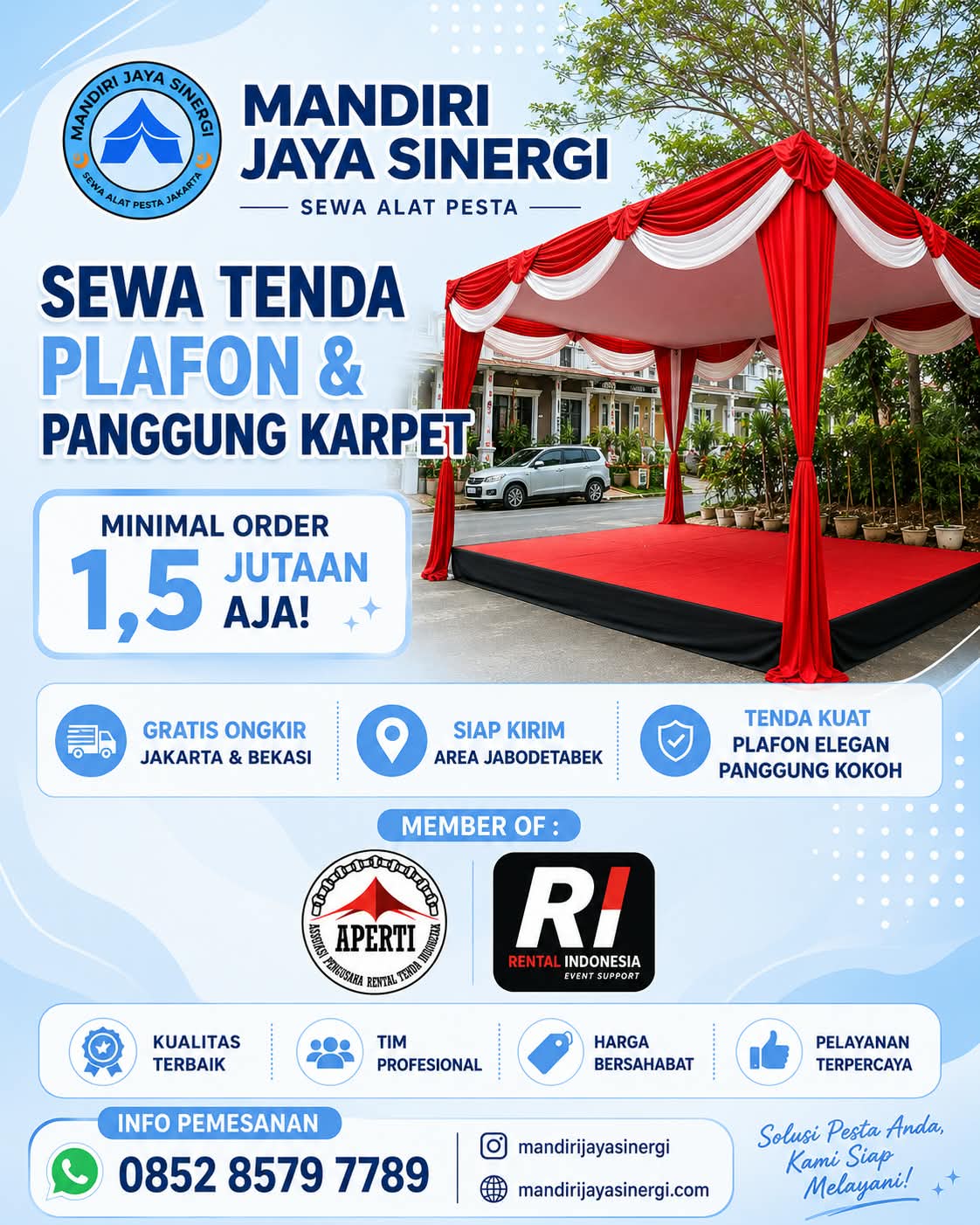 SEWA TENDA PLAFON DAN PANGGUNG KARPET UNTUK BERBAGAI ACARA AREA JABODETABEK
