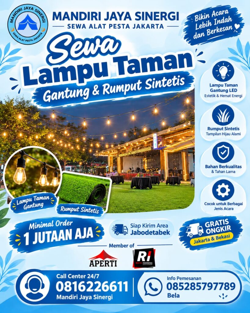 SEWA LAMPU TAMAN GANTUNG & RUMPUT SINTETIS JAKARTA