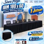 SEWA MEJA IBM 180x60 COVER SKERTING HITAM AREA JAKARTA