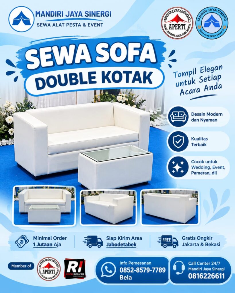 SEWA SOFA DOUBLE KOTAK UNTUK WEDDING DAN EVENT JAKARTA