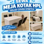Sewa Meja Kotak HPL 120x60 Cover Stretch Jakarta