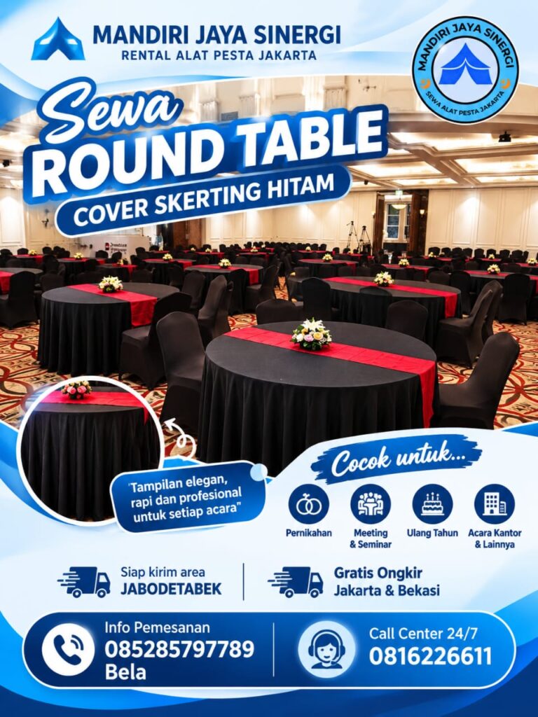 SEWA ROUND TABLE COVER SKERTING HITAM JAKARTA