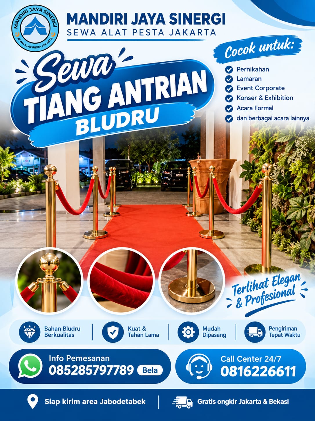 SEWA TIANG ANTRIAN BLUDRU UNTUK WEDDING DAN EVENT JAKARTA