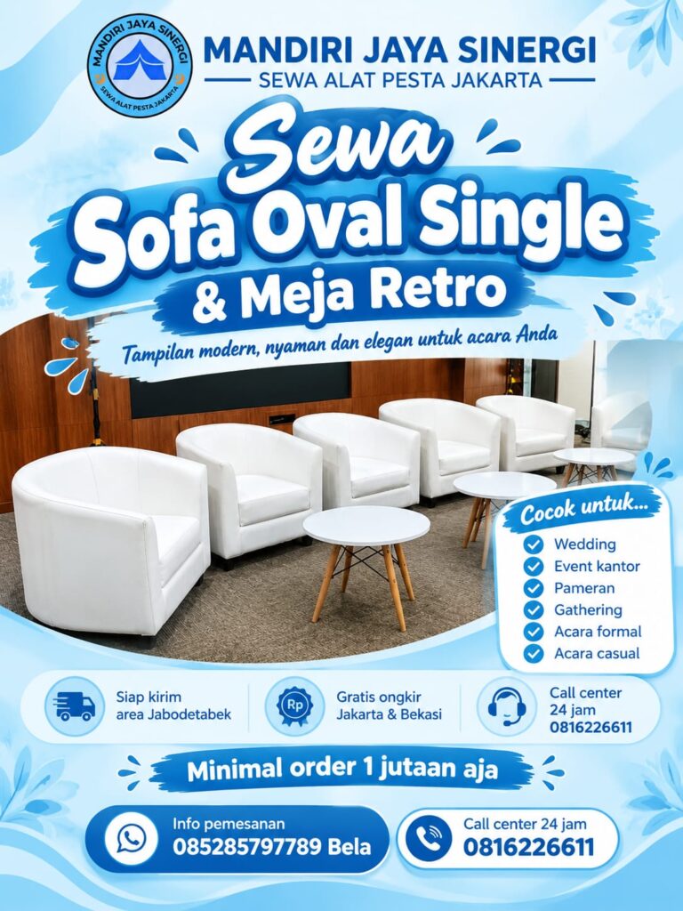 Sewa Sofa Oval Single dan Meja Retro untuk Acara Elegan dan Nyaman