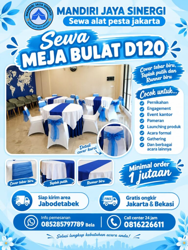 SEWA MEJA BULAT D120 SIAP KIRIM AREA JABODETABEK